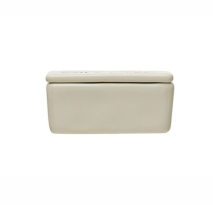 Recipiente para sal y pimienta en cerámica vitrificada blanco y negro con tapa, diseño elegante y resistente, ideal para la cocina.